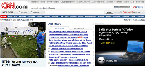 CNN homepage August 2006