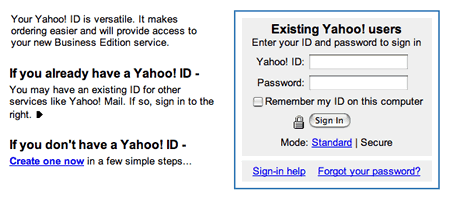 Yahoo checkout sign-in